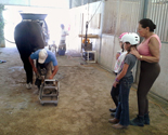 Samantha Lapin, and Molly Honnef, and Mrs. Peck watch shoer Andres Hernandez